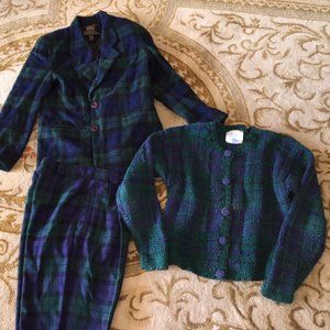 Three-piece stirrup-slacks suit